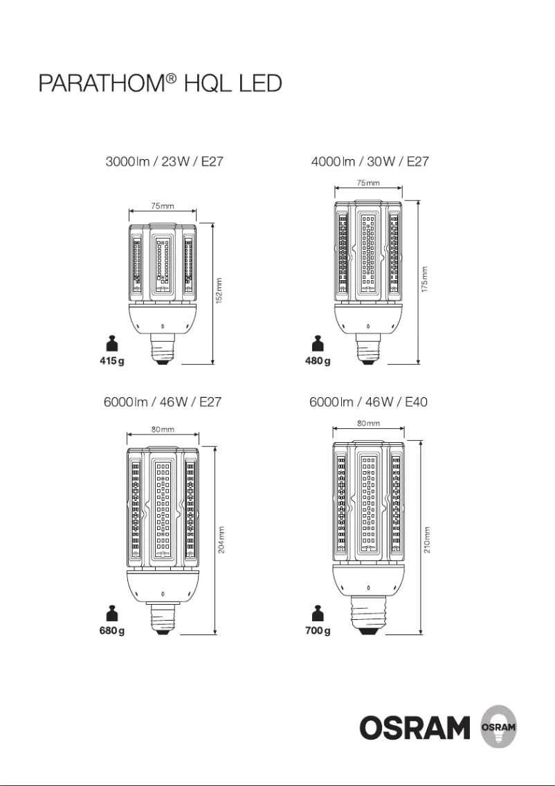 Page n°1 - Manuel utilisateur Osram Parathom HQL LED