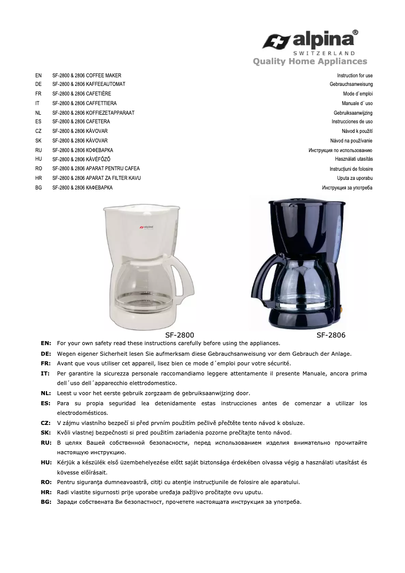 Image de la première page du manuel de l'appareil SF-2806