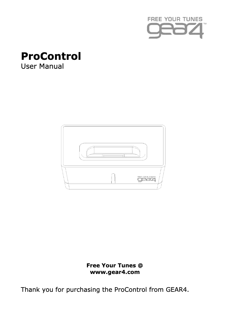 Página 1 del manual Manual de usuario Gear4 ProControl