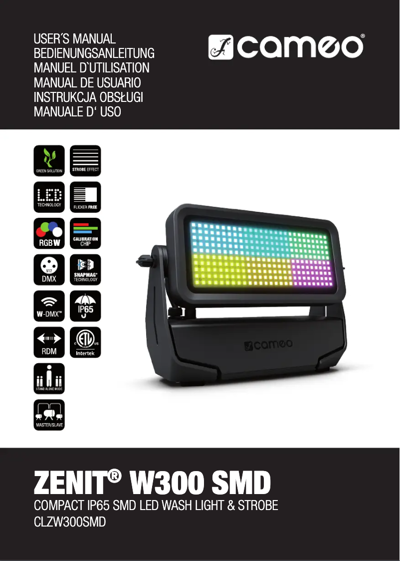 Page 1 de la notice Manuel utilisateur Cameo ZENIT W300 SMD