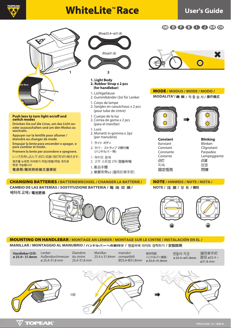Image de la première page du manuel de l'appareil WhiteLite Race