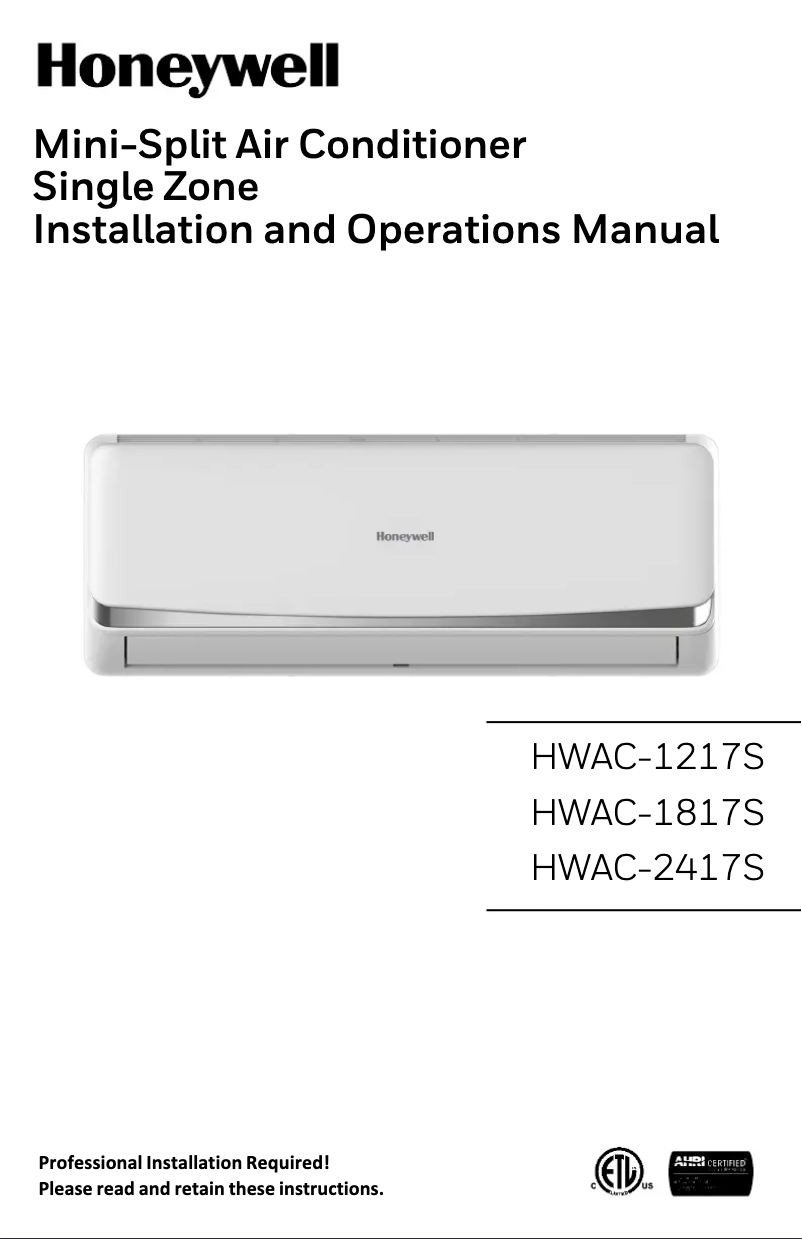 Image de la première page du manuel de l'appareil HWAC-1217S