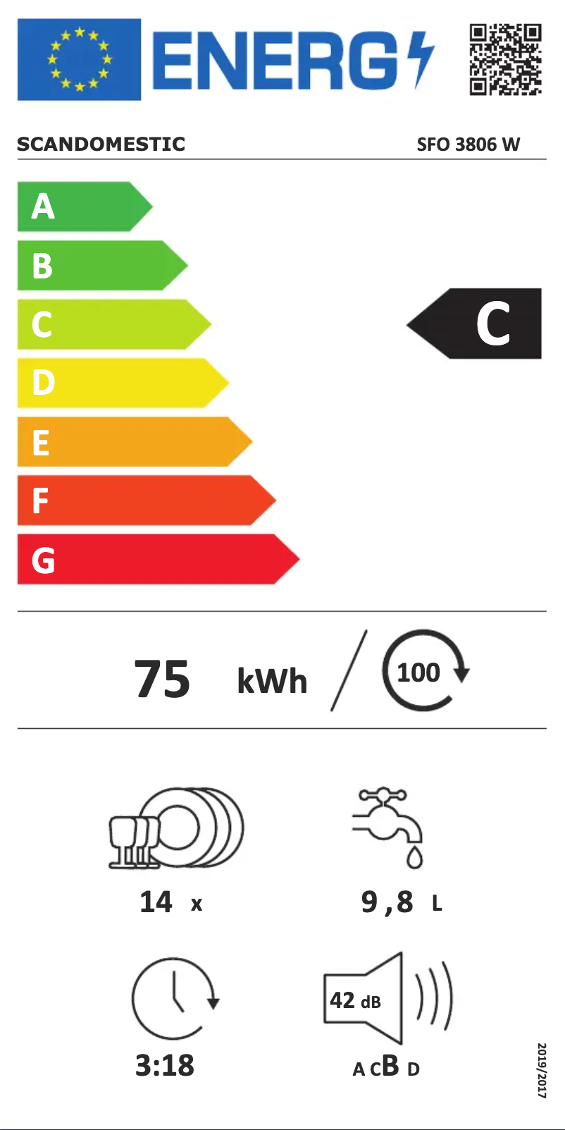 Page n°1 - Label énergétique Scandomestic SFO 3806 W