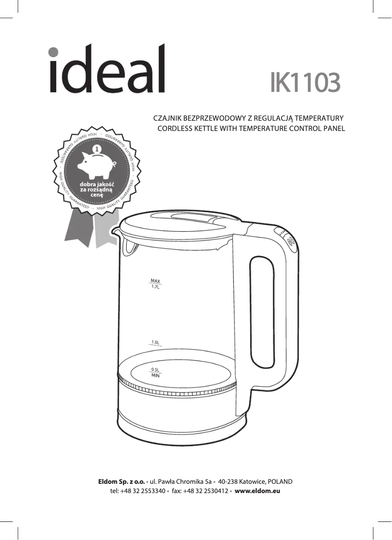 Image de la première page du manuel de l'appareil IDEAL IK1103