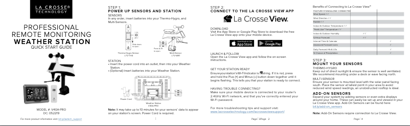 Página 1 del manual Guía de inicio rápido La Crosse Technology V40A-PRO