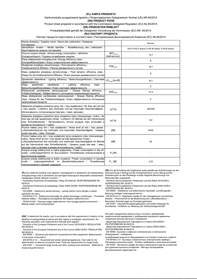 Page 1 de la notice Mode d'emploi Kernau KCH 0140 B Island