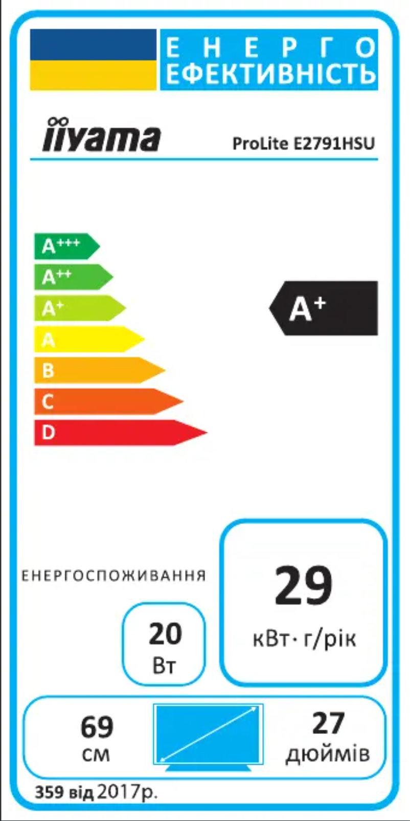 Página 1 del manual Etiqueta energética Iiyama ProLite E2791HSU-B1