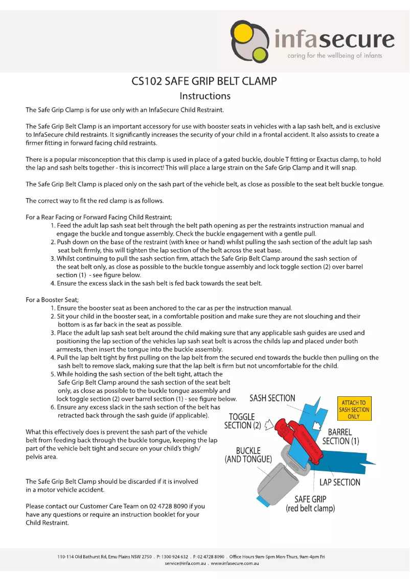 Imagen de la primera página del manual del dispositivo SafeGrip Belt Clamp
