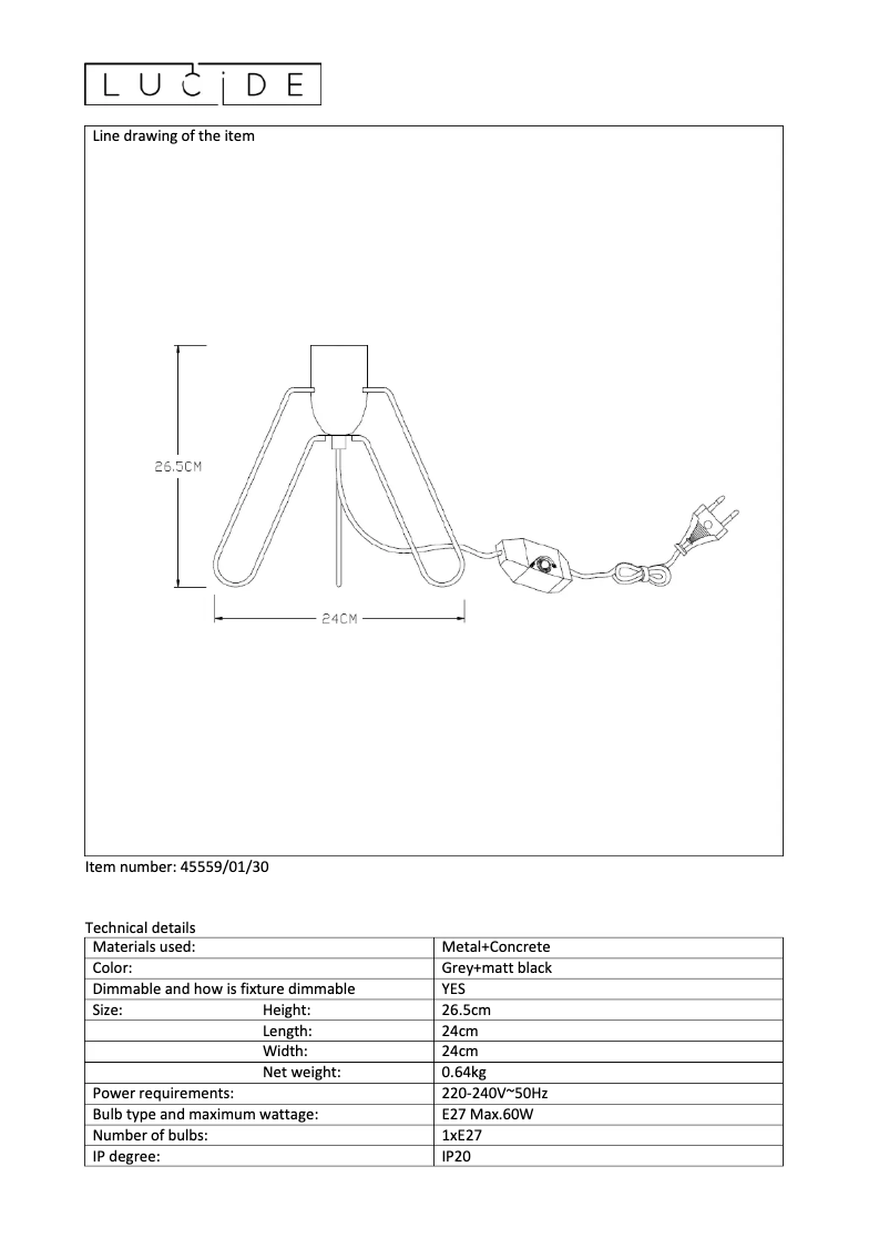 Page n°1 - Manuel utilisateur Lucide Semih 45559/01/30