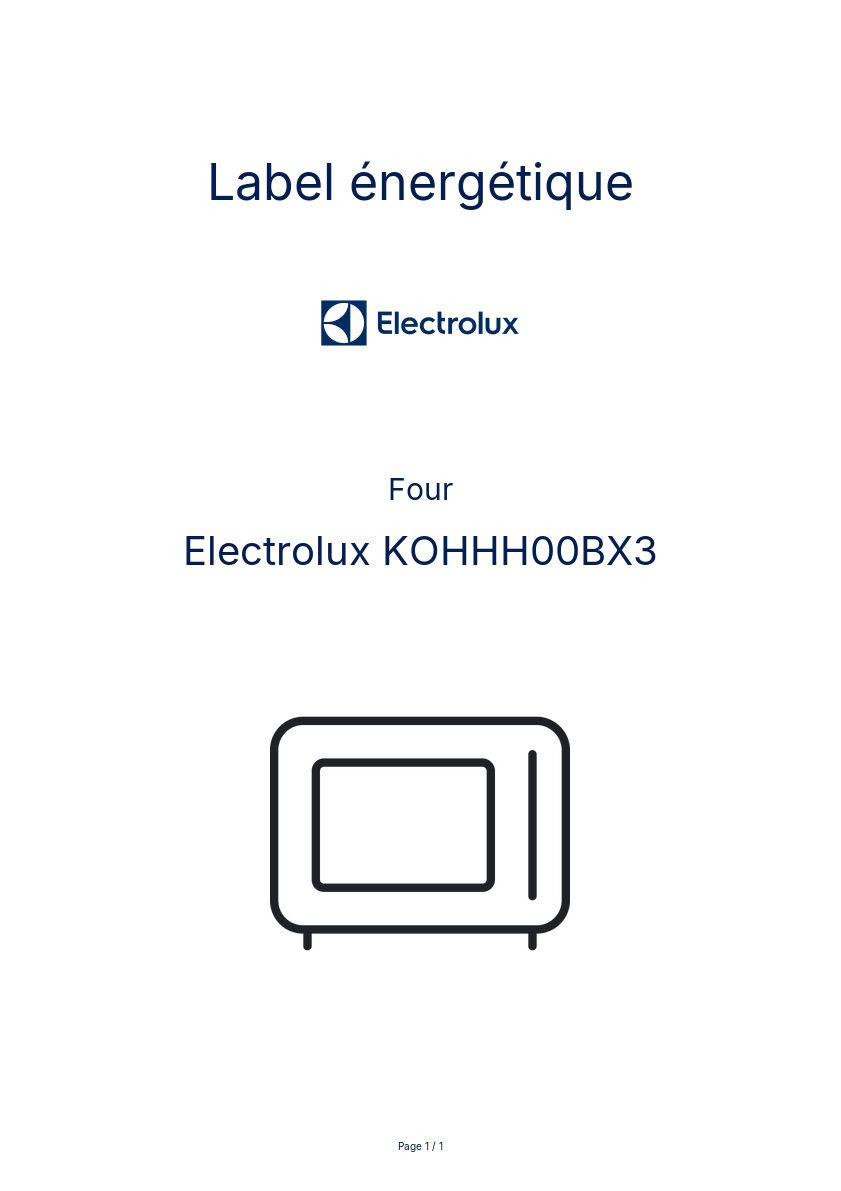 Page n°1 - Label énergétique Electrolux KOHHH00BX3