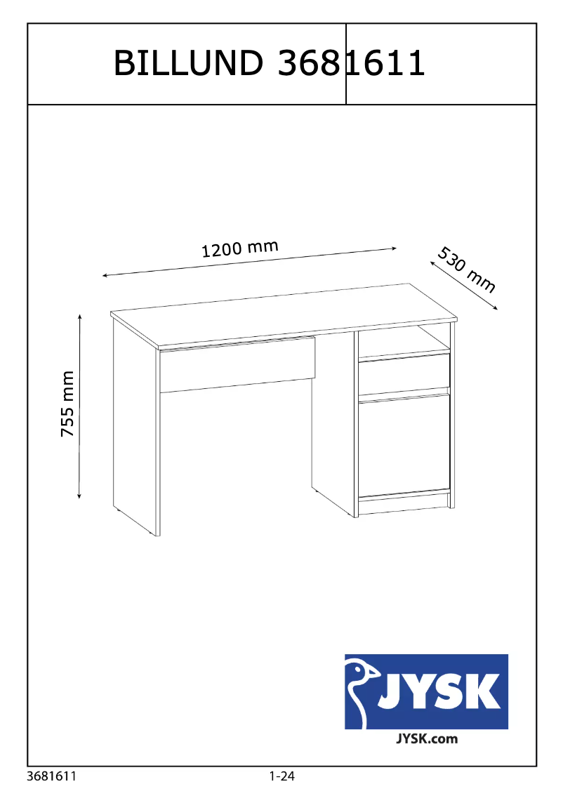 Page 1 de la notice Manuel utilisateur JYSK Billund (53x120x75)