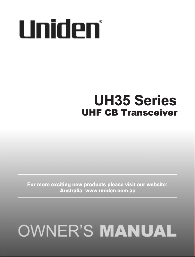 Page n°1 - Manuel utilisateur Uniden UH35-4