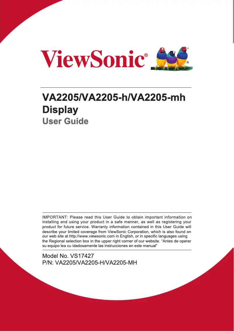 Página 1 del manual Manual de usuario Viewsonic VA2205-MH