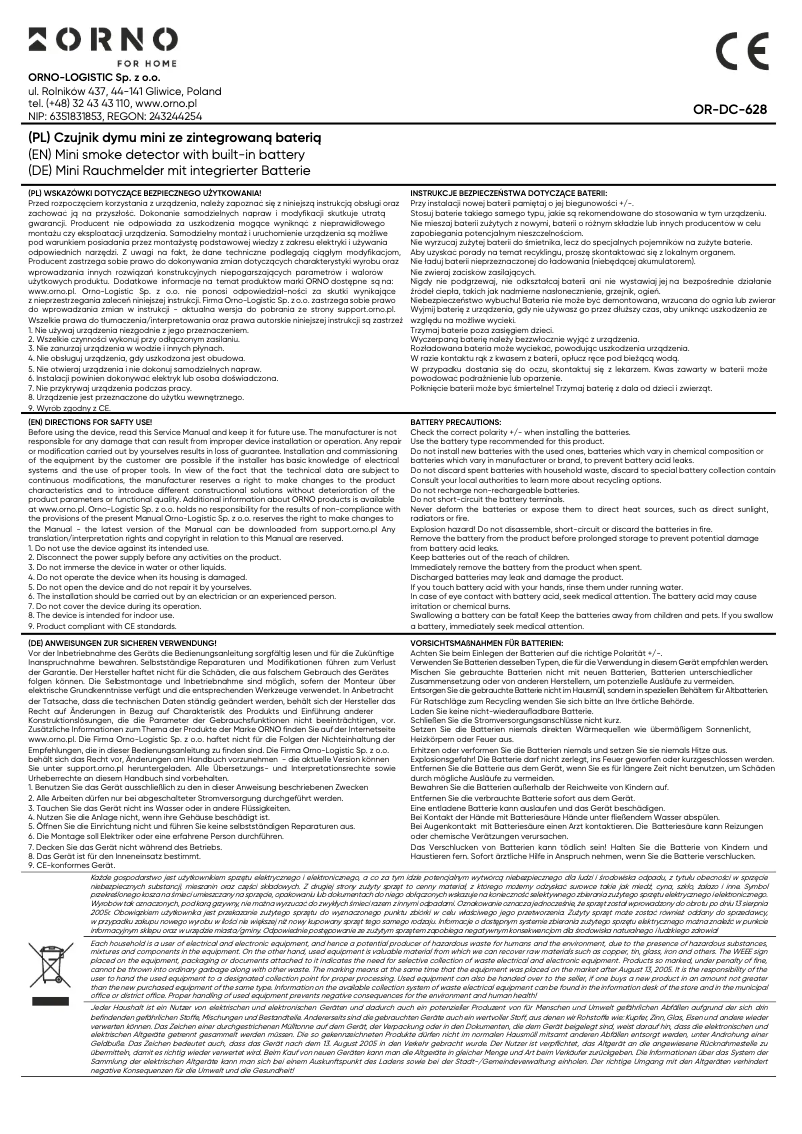 Image de la première page du manuel de l'appareil OR-DC-628