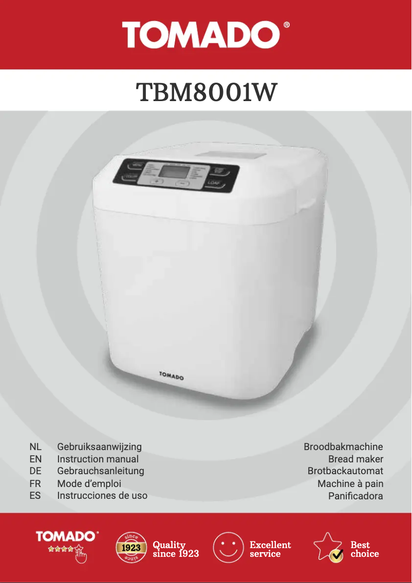 Page 1 de la notice Manuel utilisateur Tomado TBM8001W