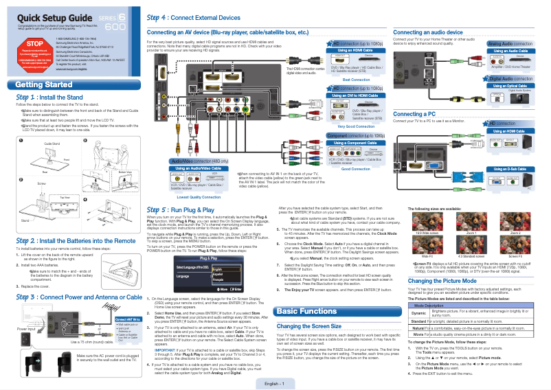 Page 1 de la notice Manuel utilisateur Samsung LN46C600F3F