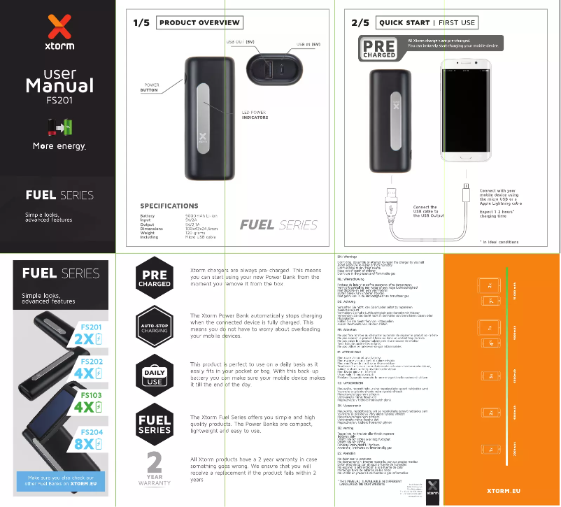 Page 1 de la notice Manuel utilisateur Xtorm FS201