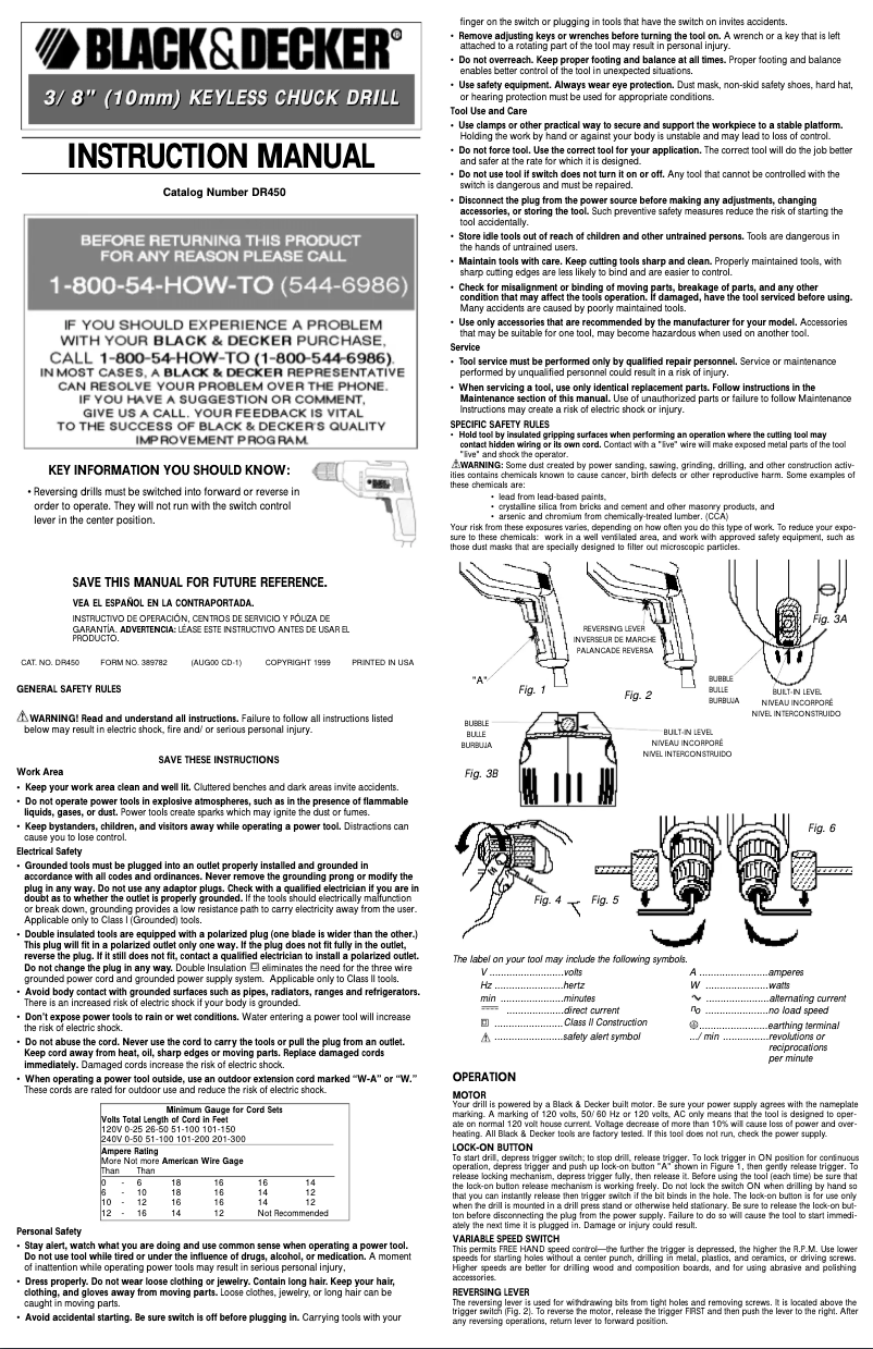 Page n°1 - Manuel utilisateur Black & Decker DR450