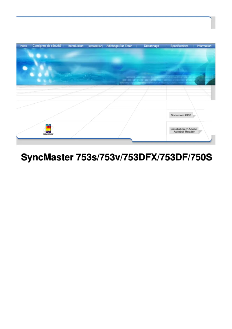 Page 1 de la notice Manuel utilisateur Samsung SyncMaster 753S