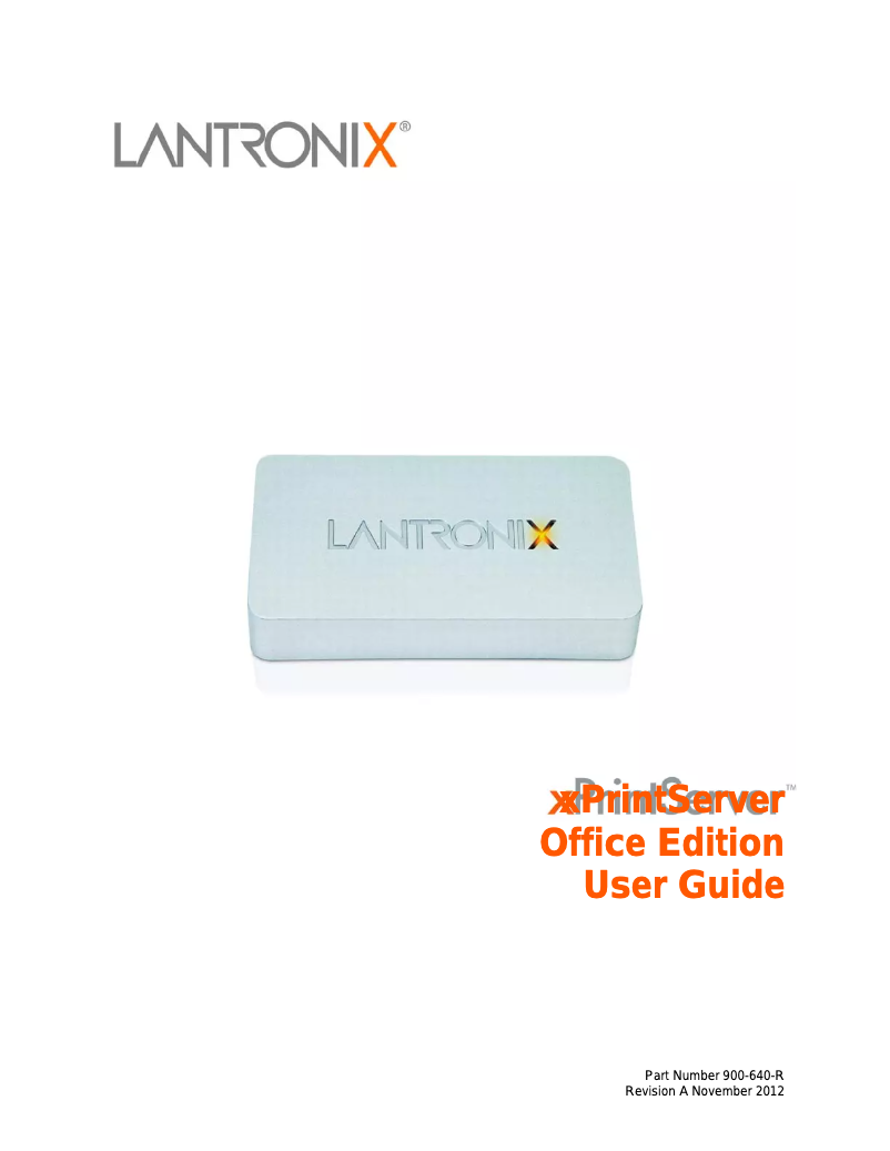 Page n°1 - Manuel utilisateur Lantronix xPrintServer Office Edition