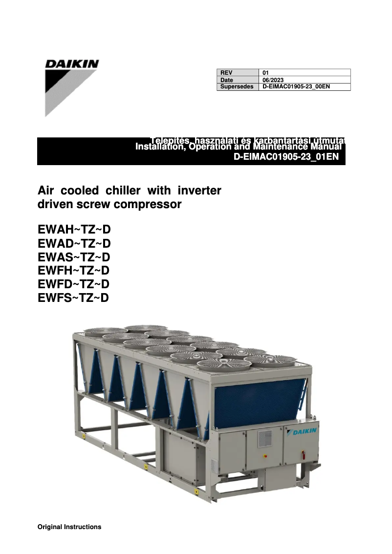 Page 1 de la notice Guide d'installation Daikin EWAD455TZSSB2