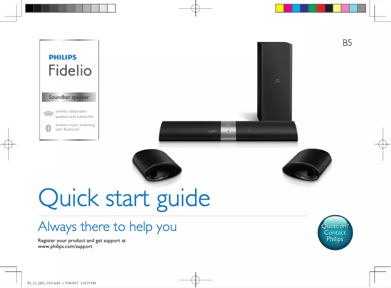 Page 1 de la notice Guide de démarrage rapide Philips Fidelio SoundBar B5