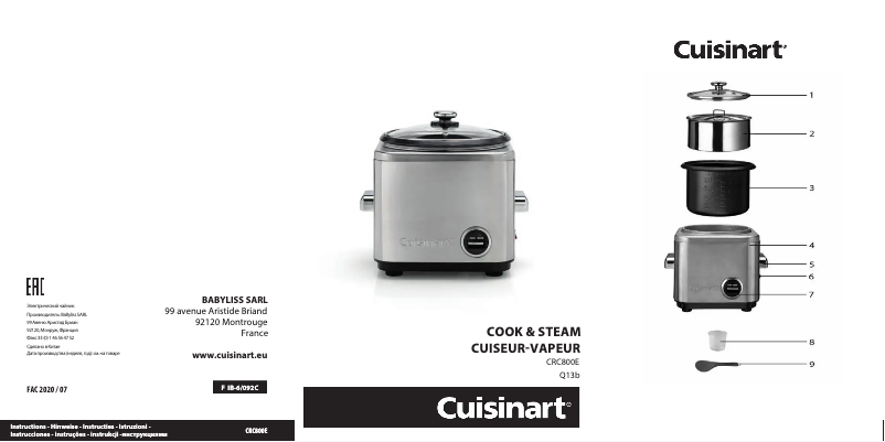 Page n°1 - Manuel utilisateur Cuisinart CRC800E