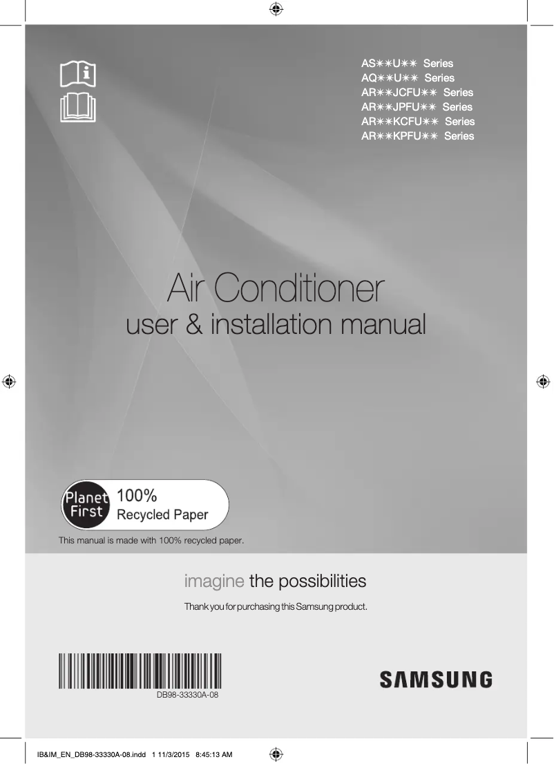 Page n°1 - Manuel utilisateur Samsung AR19JCFUPWK
