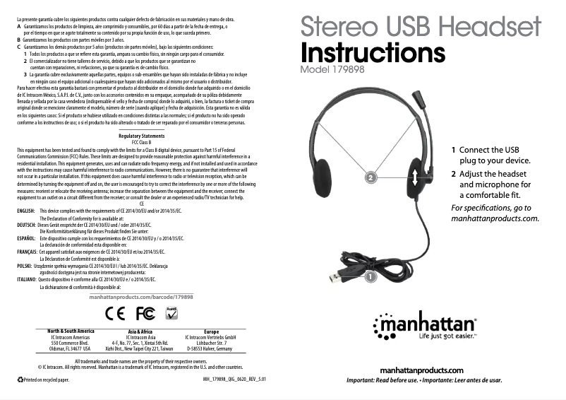 Page 1 de la notice Manuel utilisateur Manhattan 179898