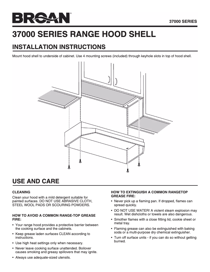 Page n°1 - Guide d'installation Broan 373001
