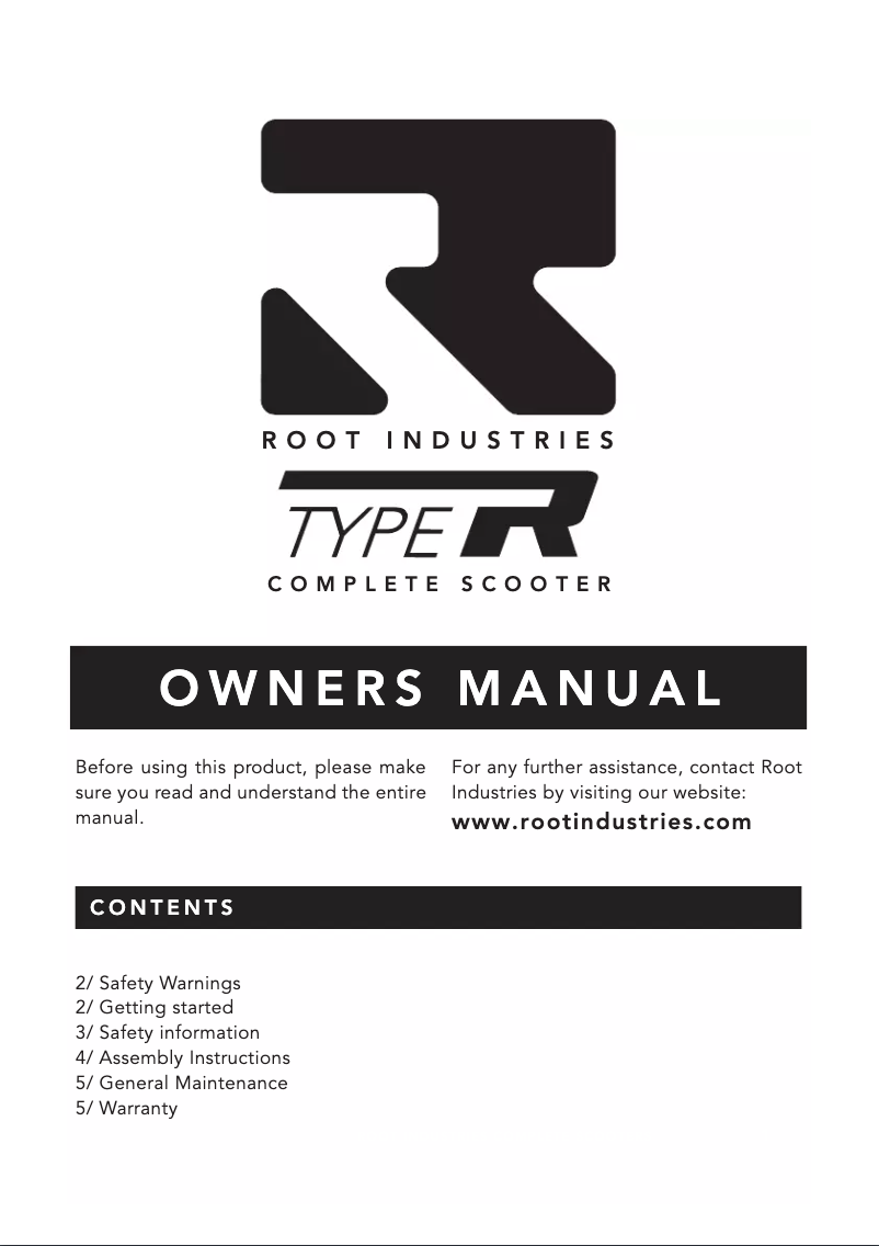 Image de la première page du manuel de l'appareil Type R