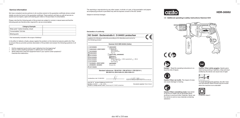 Page n°1 - Manuel utilisateur Ozito HDR-3000U