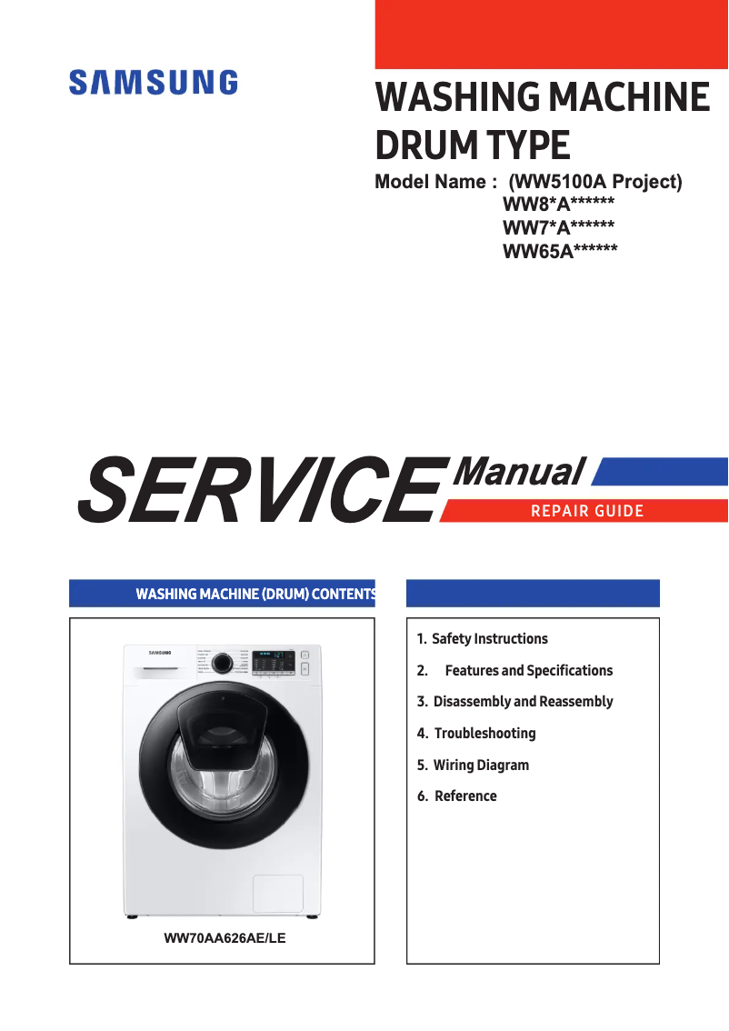 Page n°1 - Manuel utilisateur Samsung WW65AA626TH