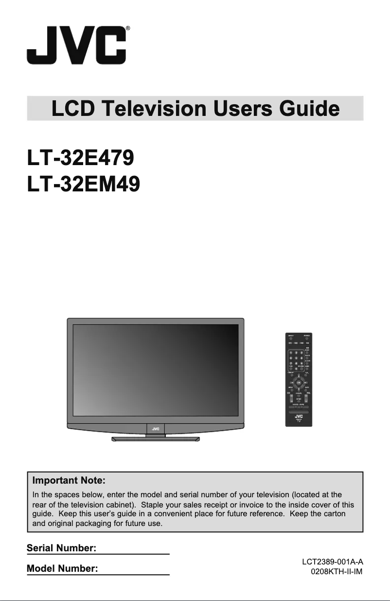 Page n°1 - Manuel utilisateur JVC LT-32E479