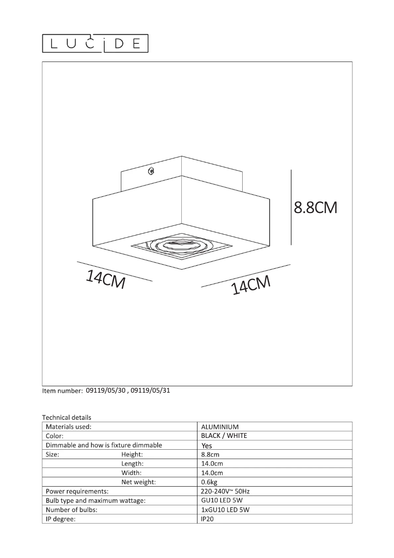 Page n°1 - Manuel utilisateur Lucide Xirax 09119/05/31
