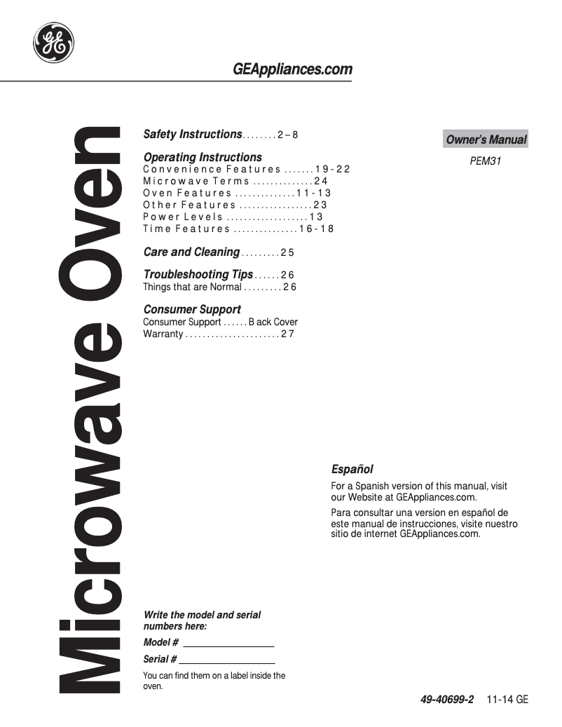 Image de la première page du manuel de l'appareil PEM31DFCC Profile