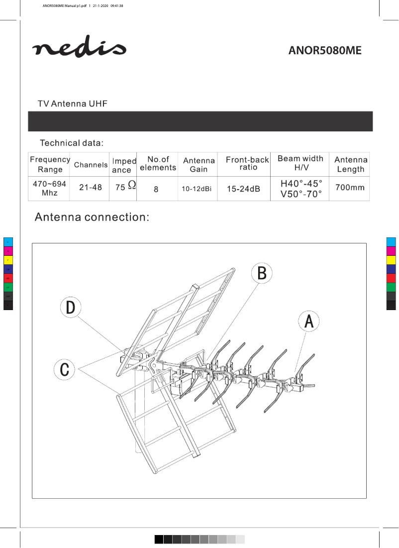 Page 1 de la notice Manuel utilisateur Nedis ANOR5080ME