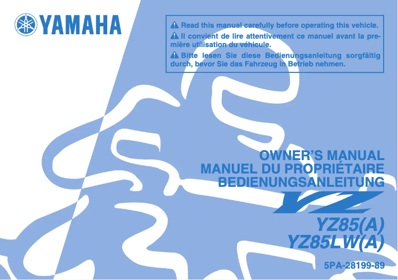 Page 1 de la notice Manuel utilisateur Yamaha YZ85LW (2010)