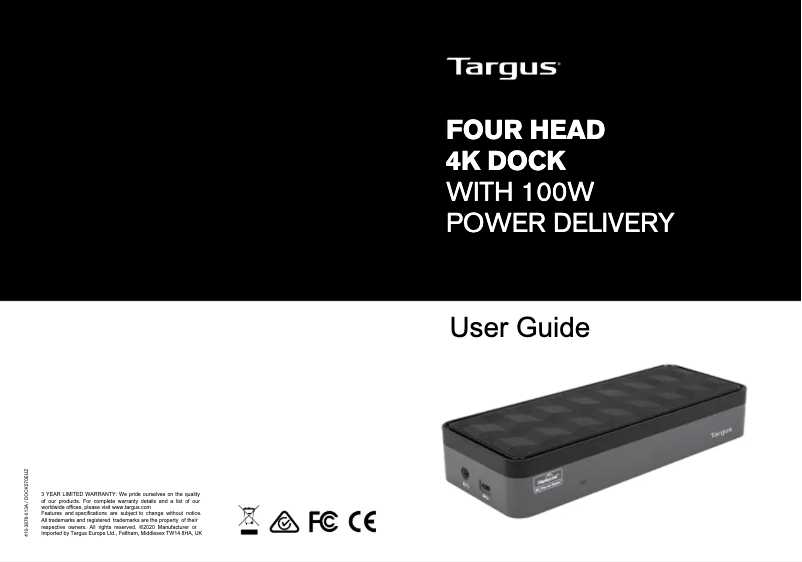 Page n°1 - Manuel utilisateur Targus DOCK570EUZ