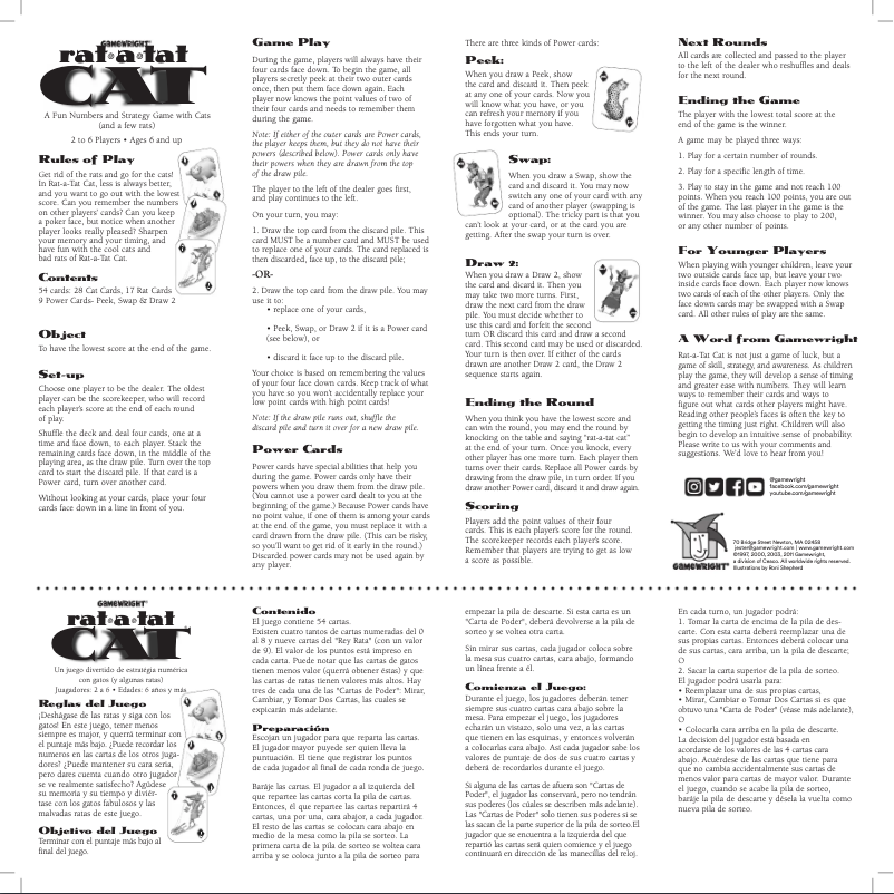 Page n°1 - Manuel utilisateur Gamewright Rat-a-Tat Cat