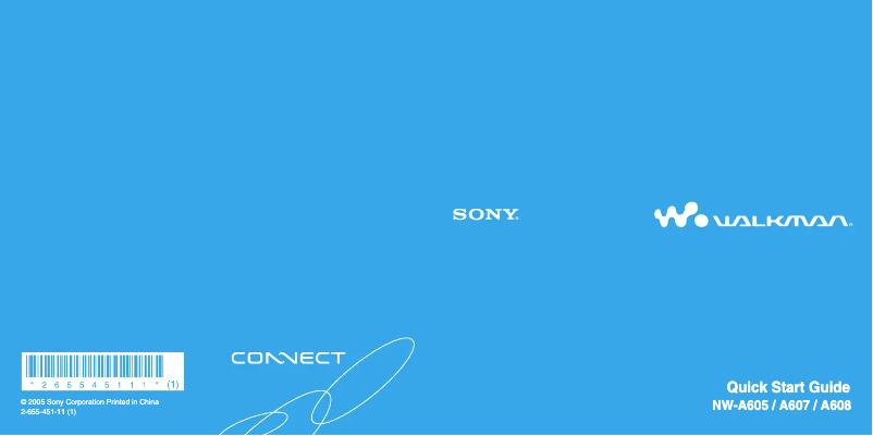 Page 1 de la notice Guide d'installation Sony NW-A608