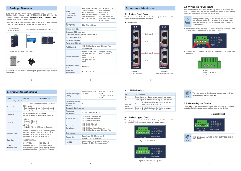 Page 1 de la notice Manuel utilisateur Planet IPOE-260 Series