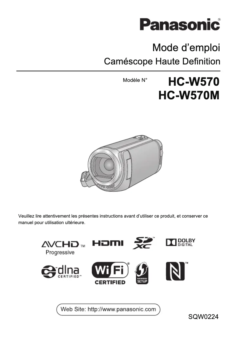 Page n°1 - Manuel utilisateur Panasonic HC-W570