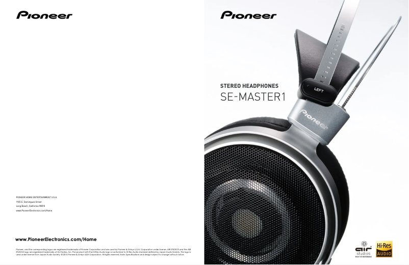 Page 1 de la notice Manuel utilisateur Pioneer SE-MASTER1