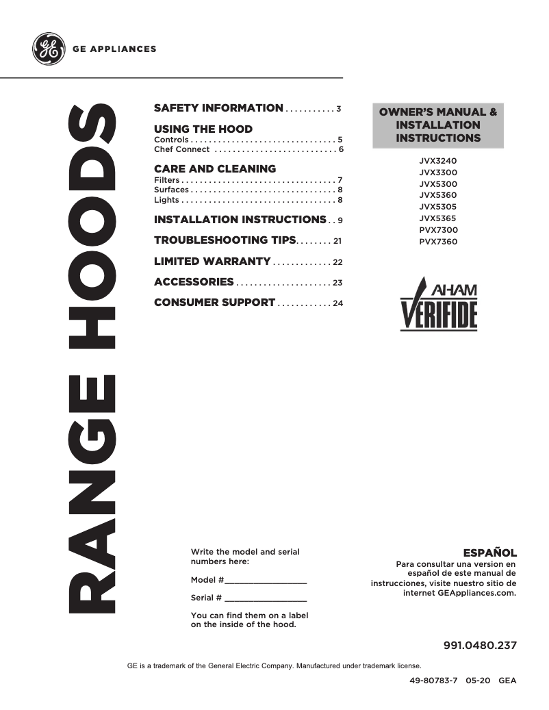 Image de la première page du manuel de l'appareil JVX5300EJES