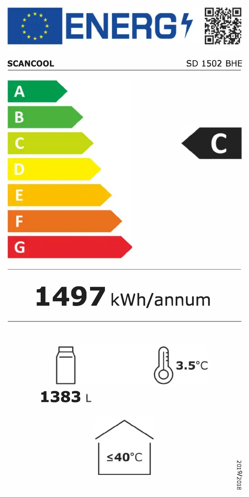 Page n°1 - Label énergétique Scancool SD 1502 BHE