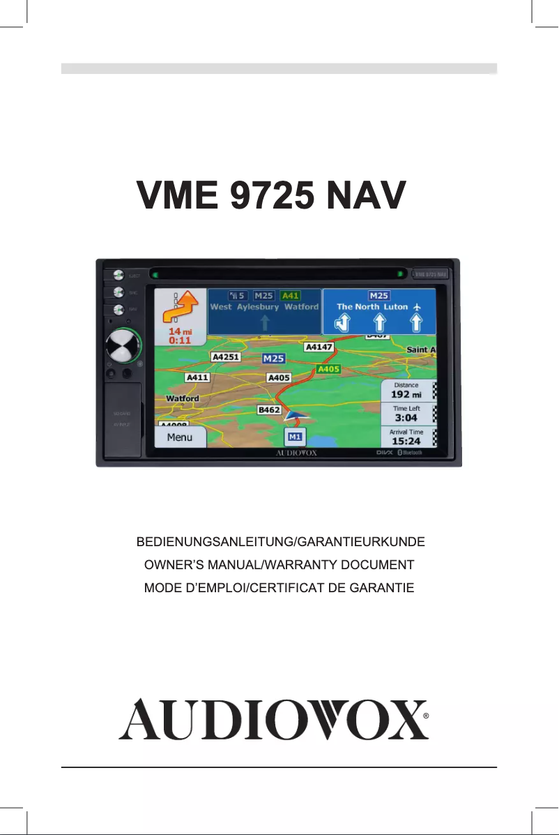 Page n°1 - Manuel utilisateur audiovox VME 9725 NAV