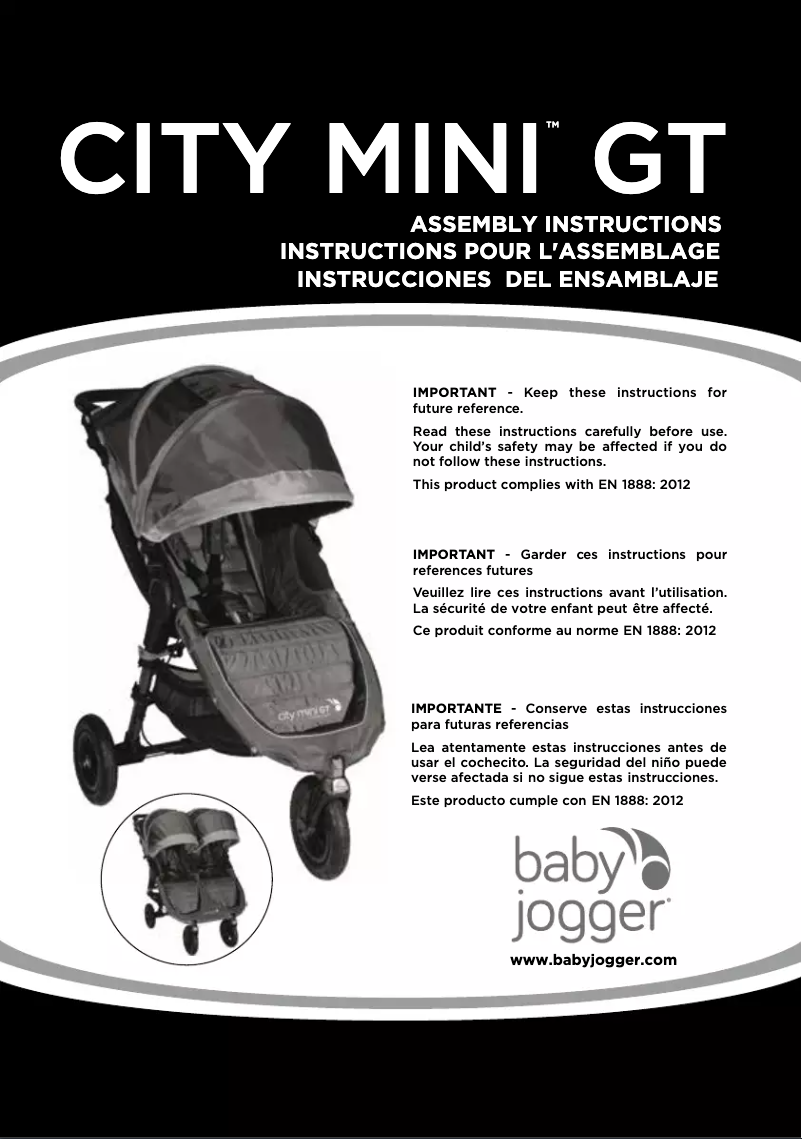 Page 1 de la notice Manuel utilisateur Baby Jogger City Mini GT