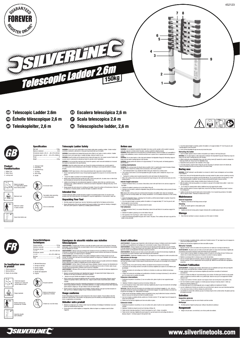 Page 1 de la notice Manuel utilisateur Silverline 452123