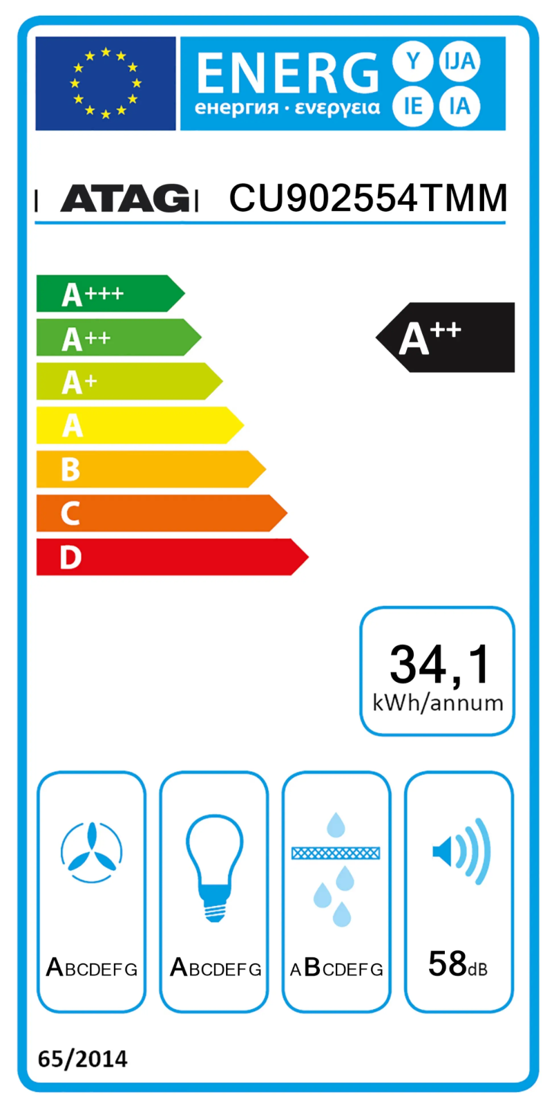 Page n°1 - Label énergétique Atag CU902554TMM